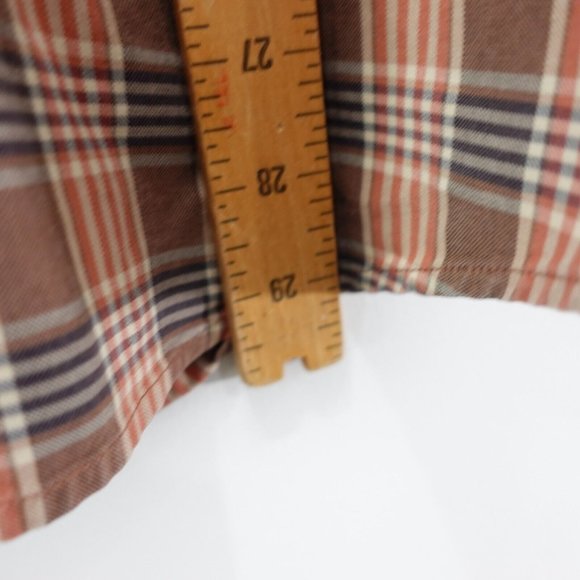 VINTAGE Orvis Shirts Men Medium Brown Plaid Button Down Cotton Tartan Casual L/S - Picture 5 of 10